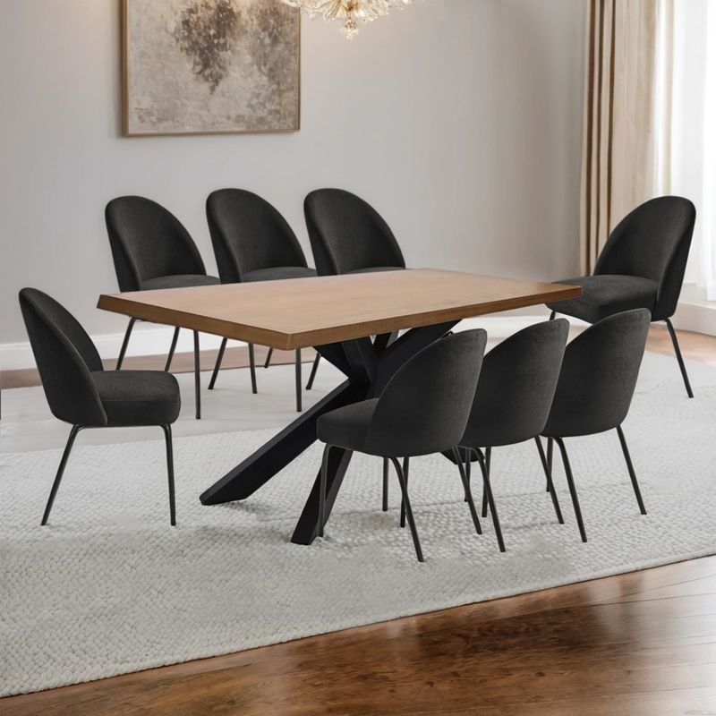 BASEMENT HOME - Juego de Comedor New Arno Creston 8 Sillas Negro