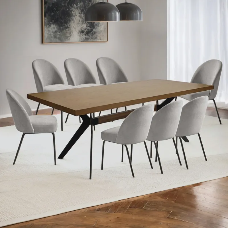 BASEMENT HOME - Juego de Comedor New Eliot Creston 8 Sillas Gris