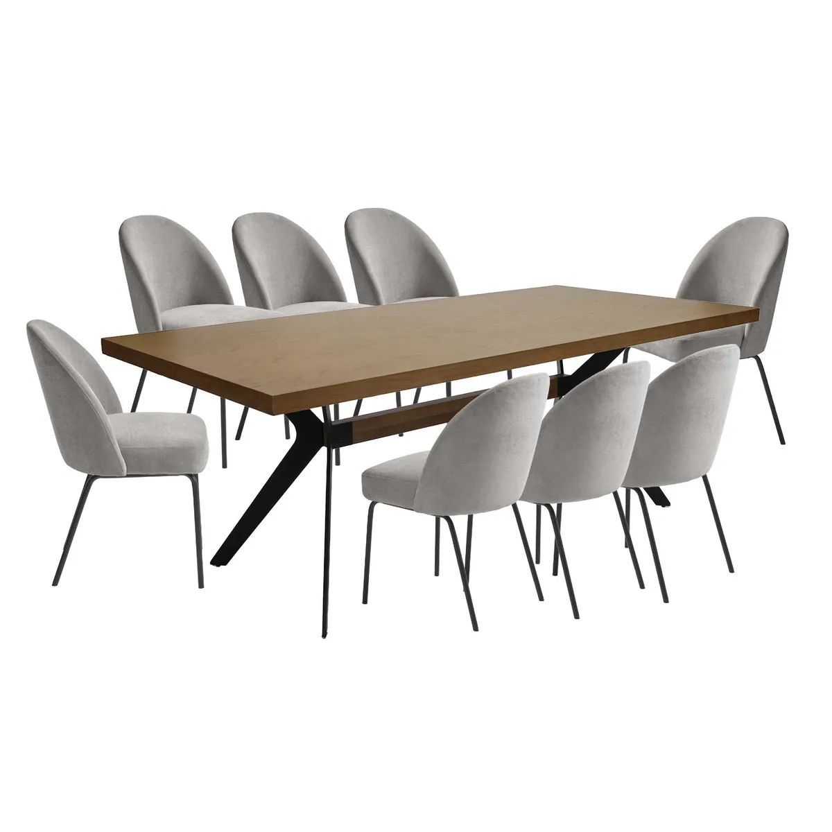 BASEMENT HOME - Juego de Comedor New Eliot Creston 8 Sillas Gris