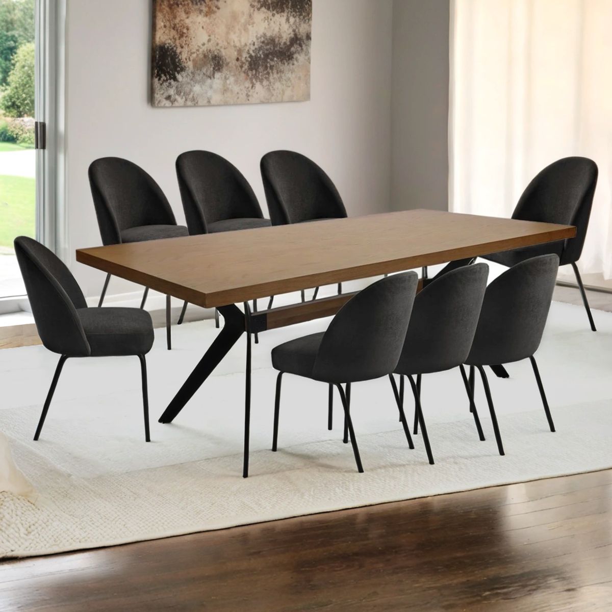 BASEMENT HOME - Juego de Comedor New Eliot Creston 8 Sillas Negro