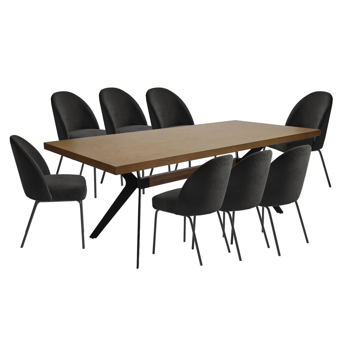 BASEMENT HOME - Juego de Comedor New Eliot Creston 8 Sillas Negro
