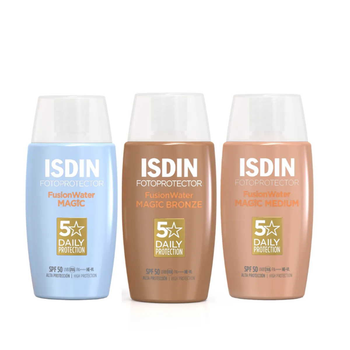 ISDIN - Fotoprotector Fusion Water Magic + Fp Fusion Water Magic Color Bronze + Fp Fw Magic Color Medium Spf50 50ml