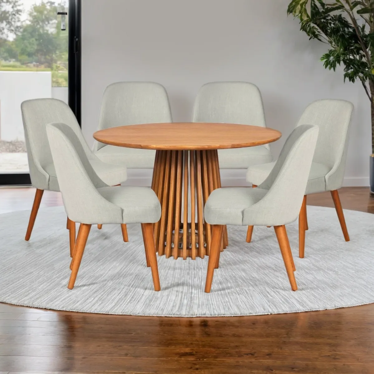 BASEMENT HOME - Juego de Comedor Adrick Kant 6 Sillas Gris