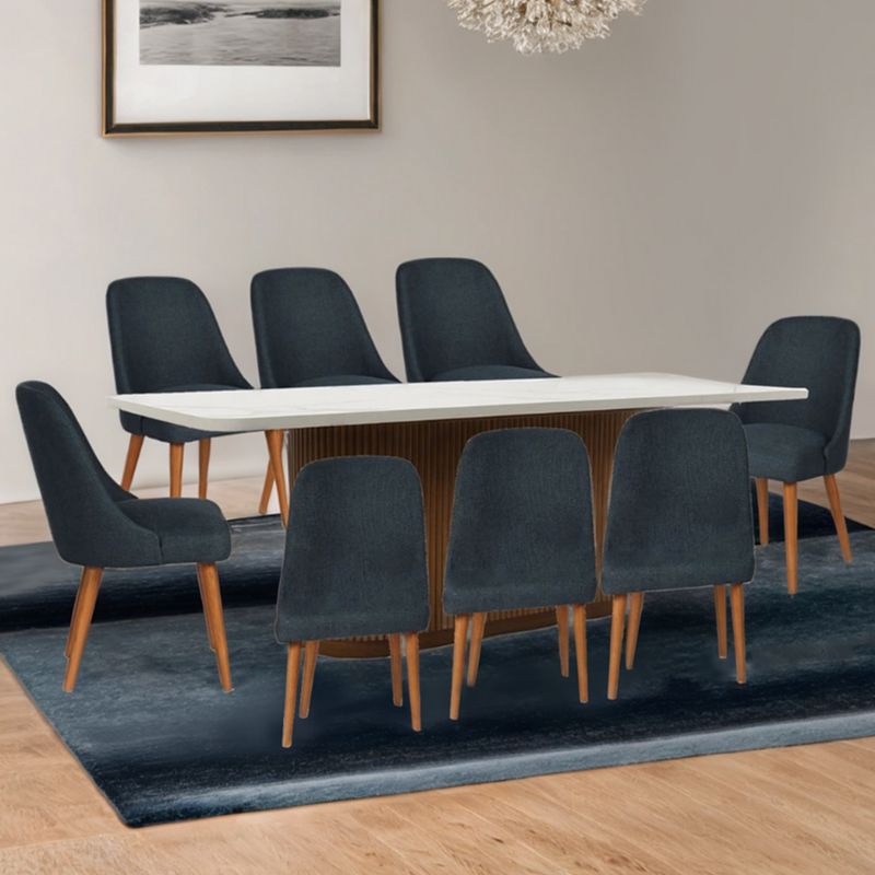 BASEMENT HOME - Juego de Comedor Victoria Kant Rectangular 8 Sillas Azul