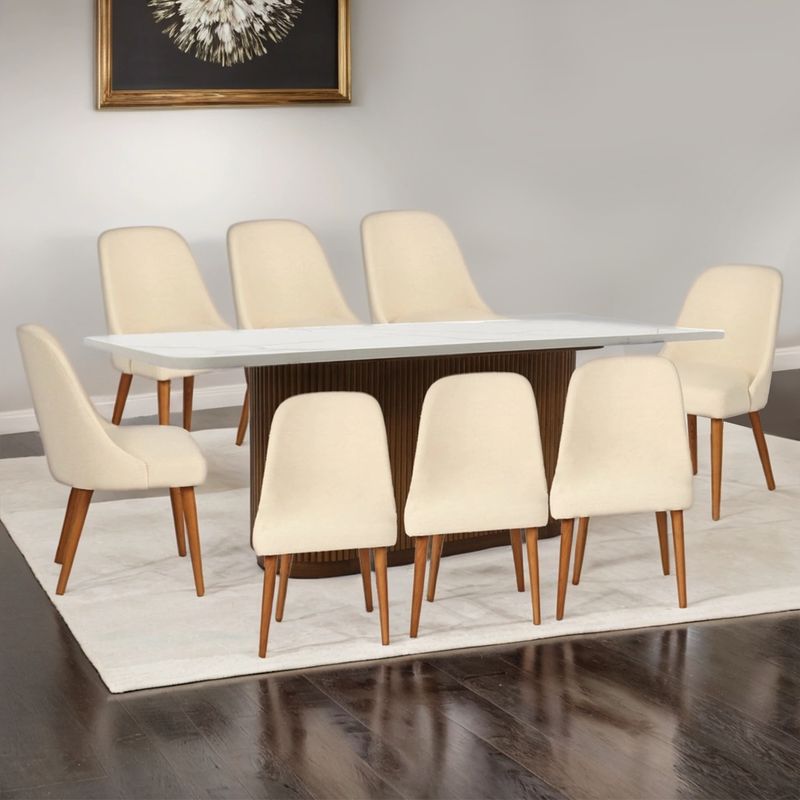 BASEMENT HOME - Juego de Comedor Victoria Kant Rectangular 8 Sillas Beige