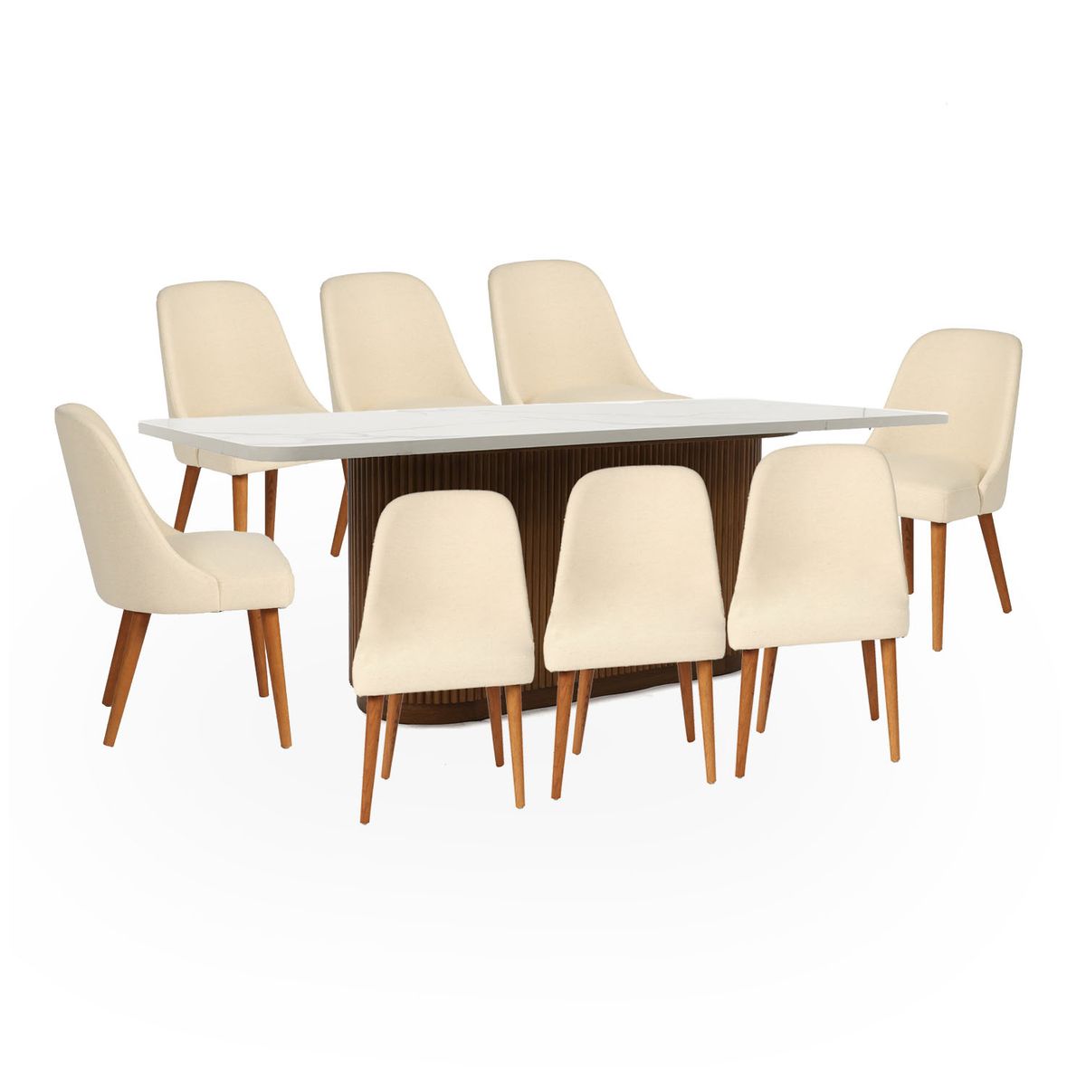 BASEMENT HOME - Juego de Comedor Victoria Kant Rectangular 8 Sillas Beige