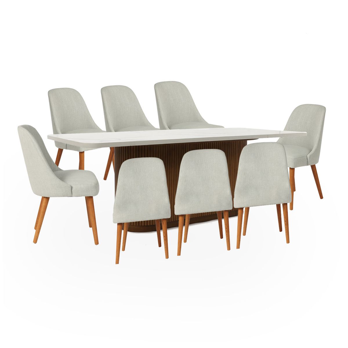 BASEMENT HOME - Juego de Comedor Victoria Kant Rectangular 8 Sillas Gris