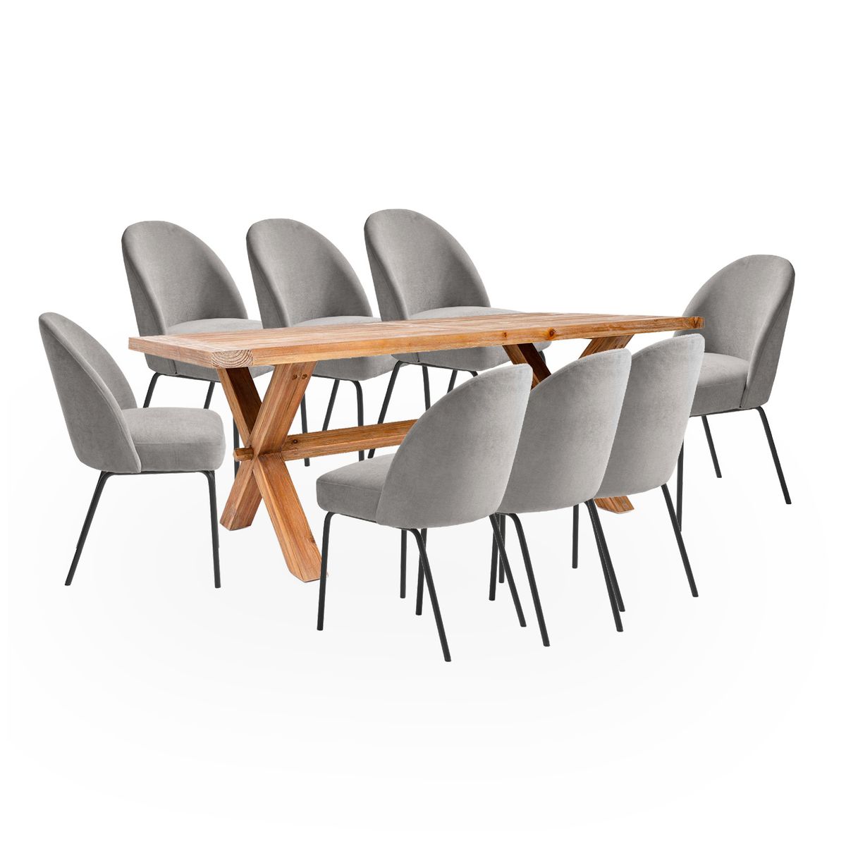 BASEMENT HOME - Juego de Comedor Carmen Creston 8 Sillas Gris