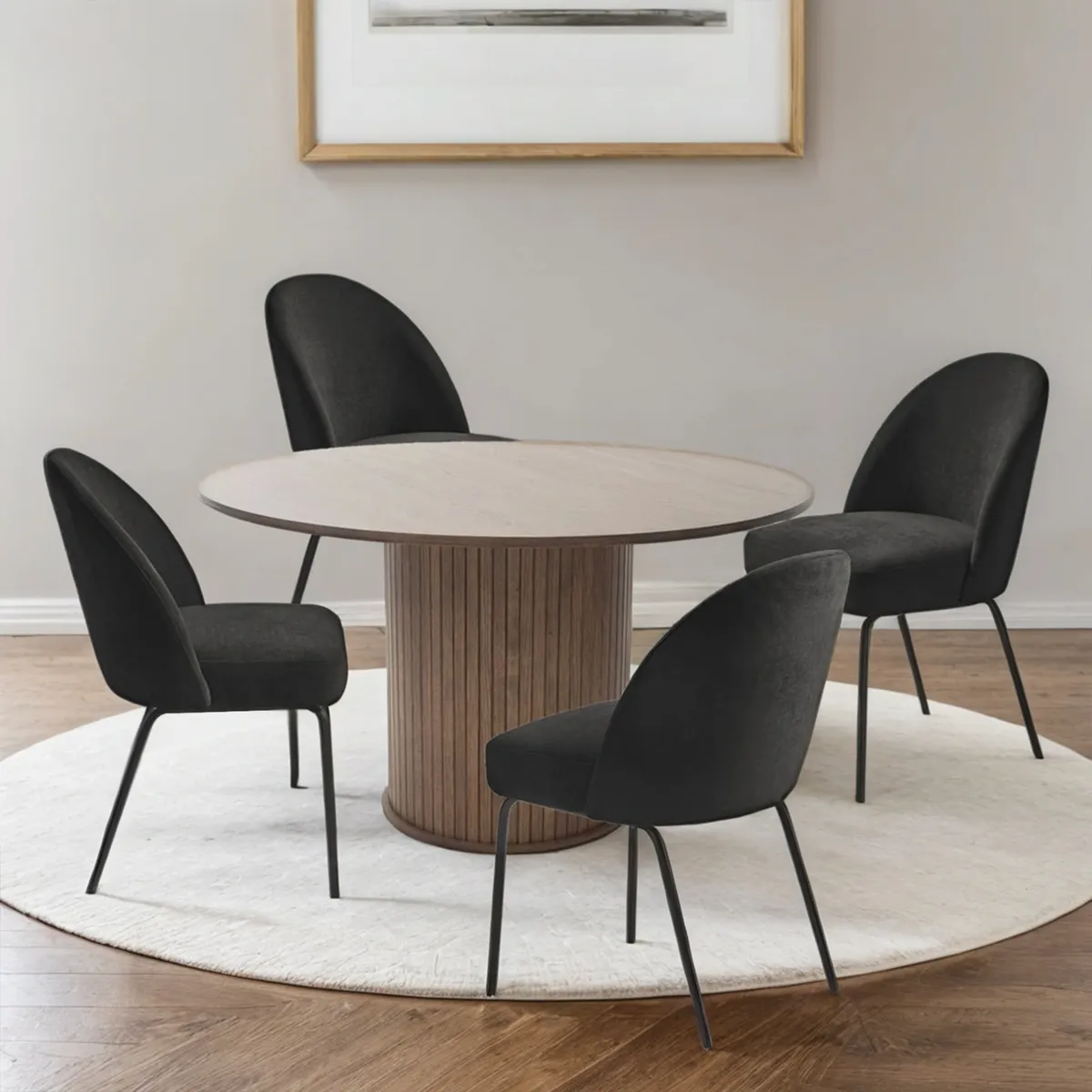 BASEMENT HOME - Juego de Comedor Nola Creston Nogal 4 Sillas Negro