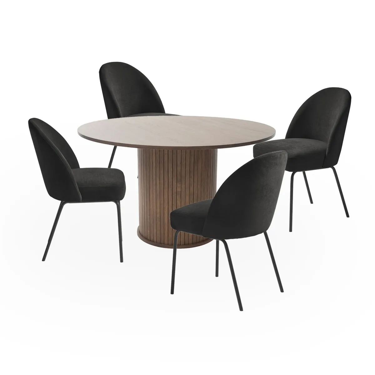 BASEMENT HOME - Juego de Comedor Nola Creston Nogal 4 Sillas Negro
