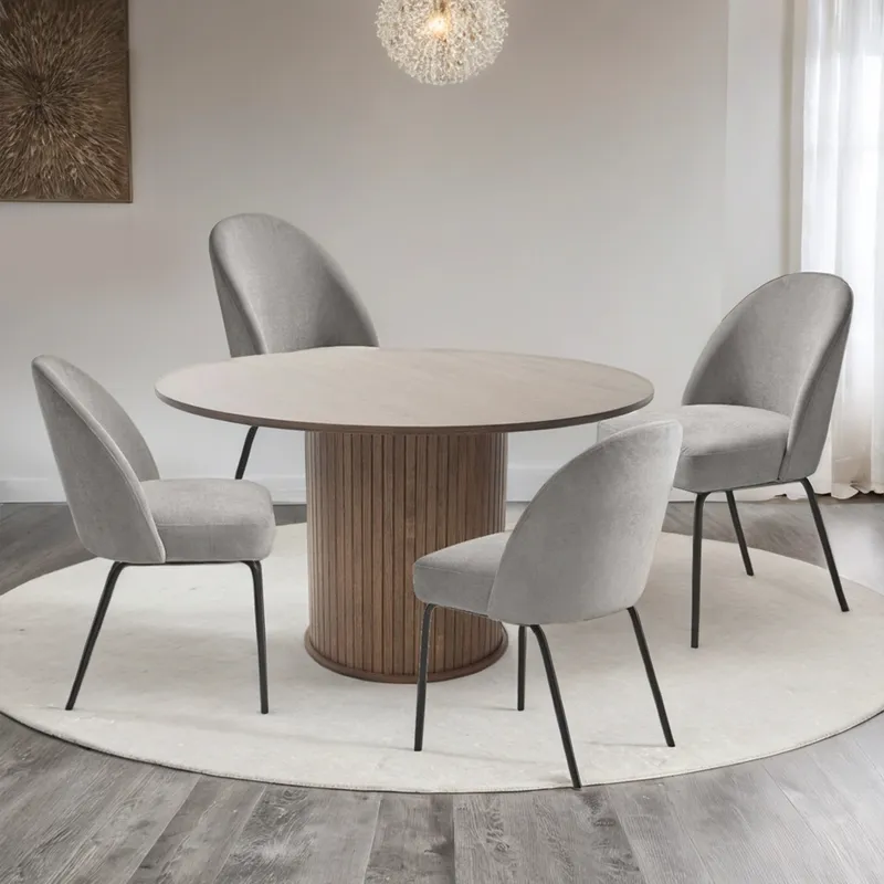 BASEMENT HOME - Juego de Comedor Nola Creston Nogal 4 Sillas Gris