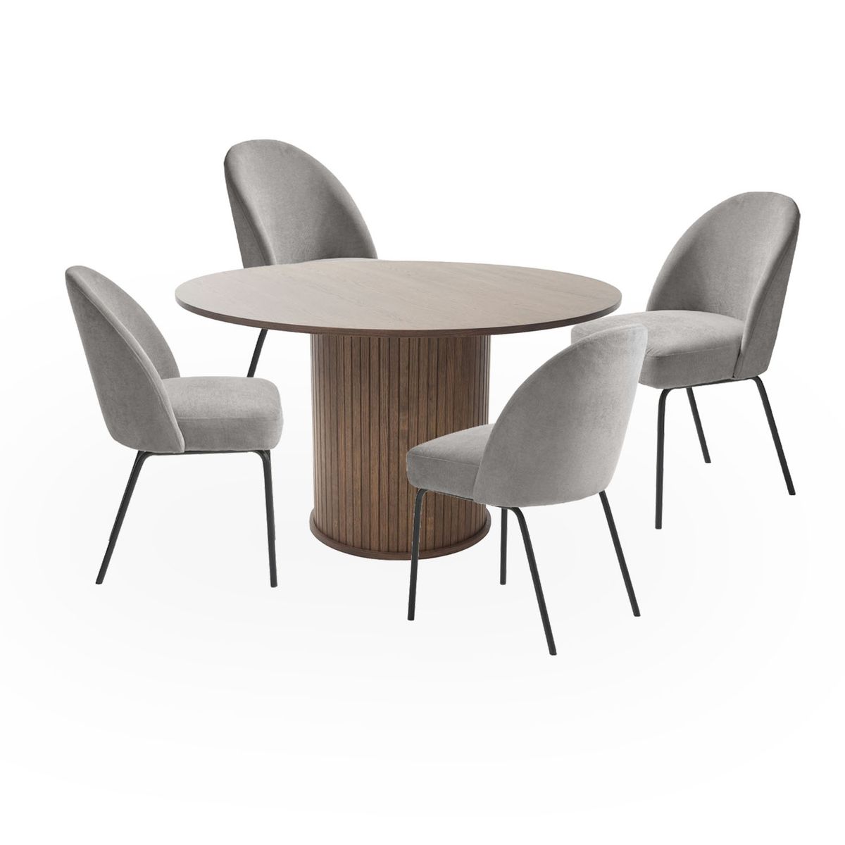 BASEMENT HOME - Juego de Comedor Nola Creston Nogal 4 Sillas Gris