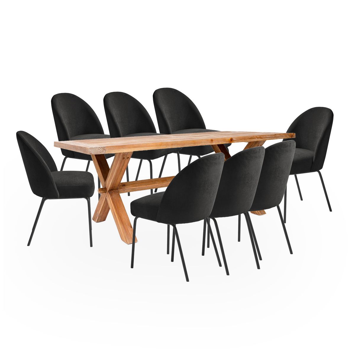 BASEMENT HOME - Juego de Comedor Carmen Creston 8 Sillas Negro