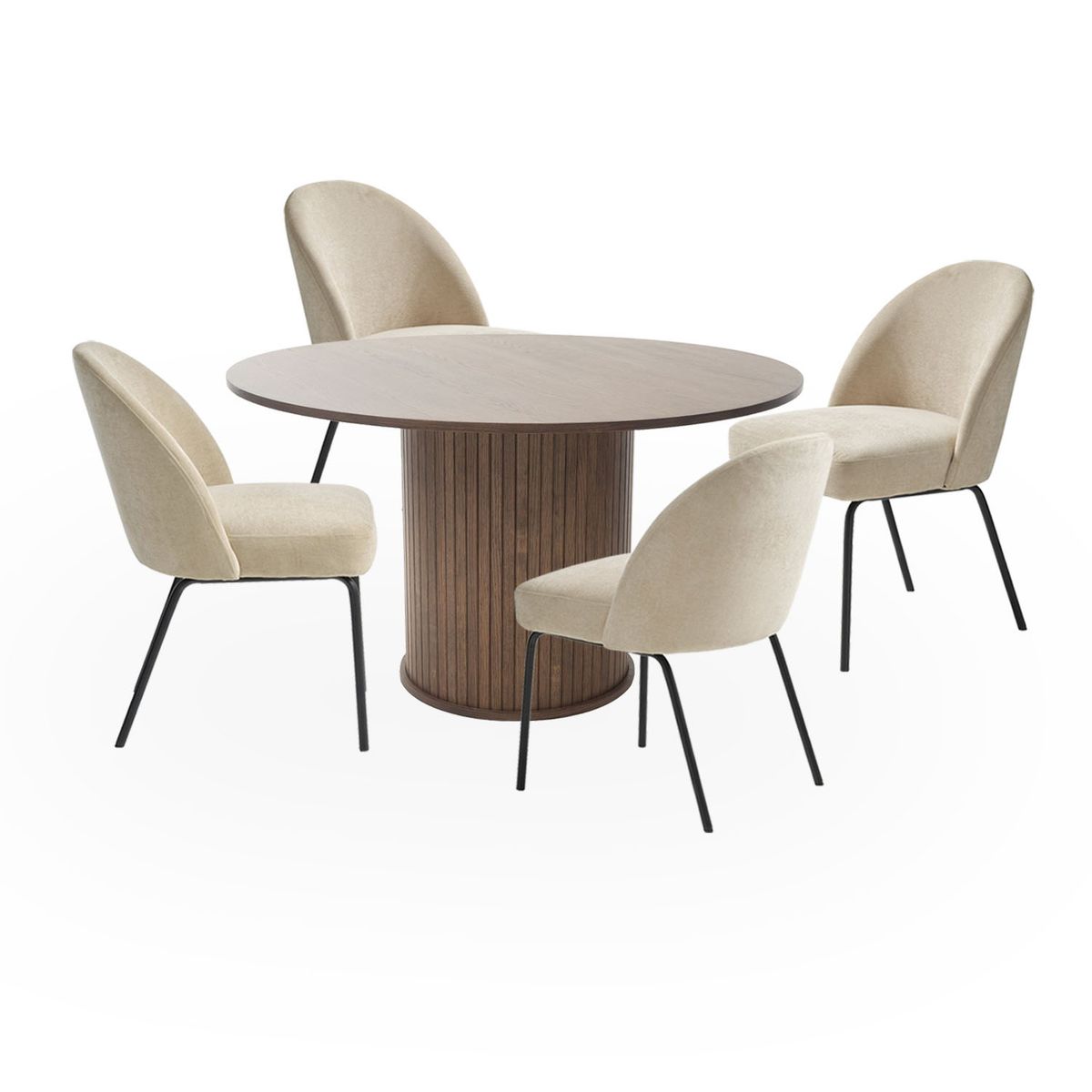 BASEMENT HOME - Juego de Comedor Nola Creston Nogal 4 Sillas Beige