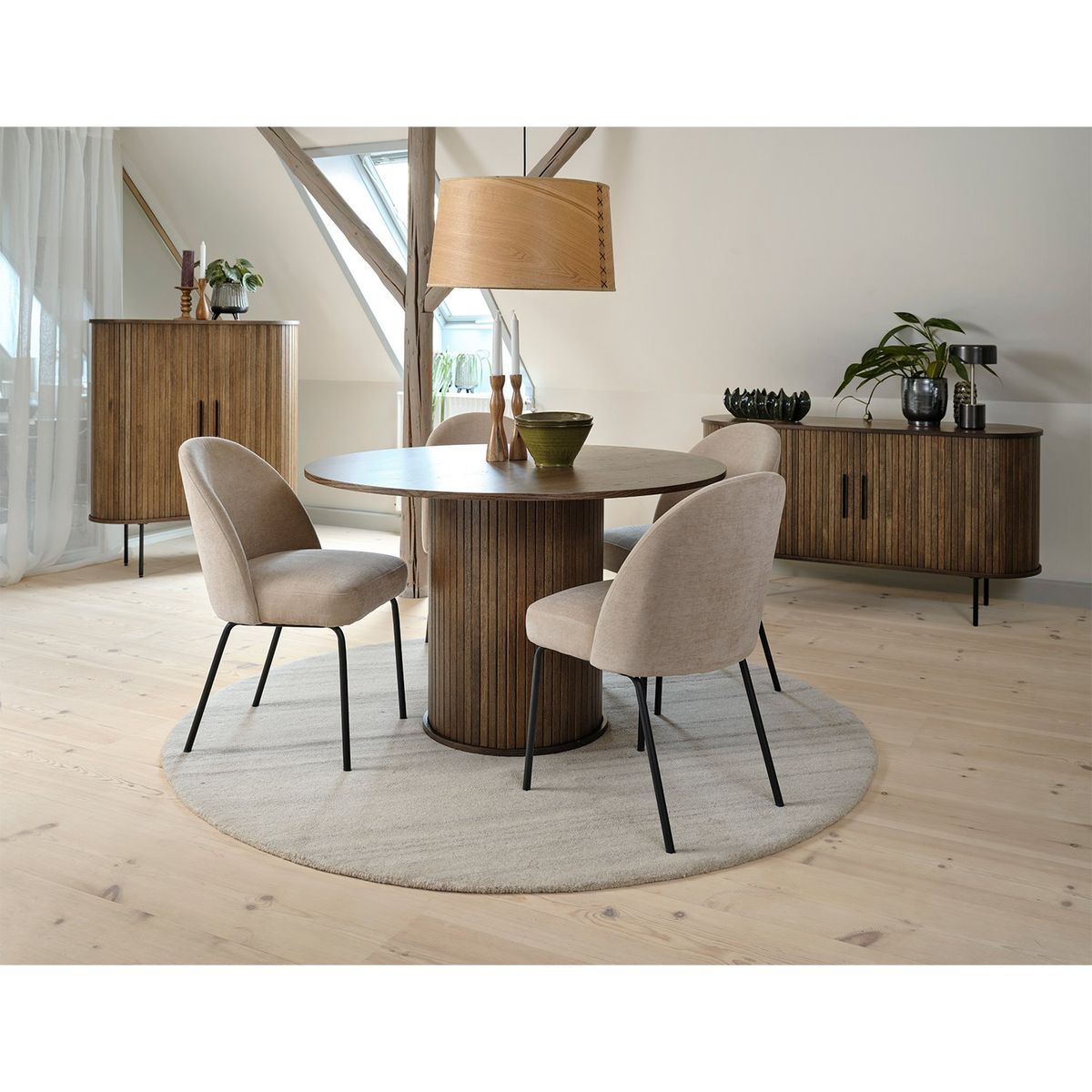 BASEMENT HOME - Juego de Comedor Nola Creston Nogal 4 Sillas Beige