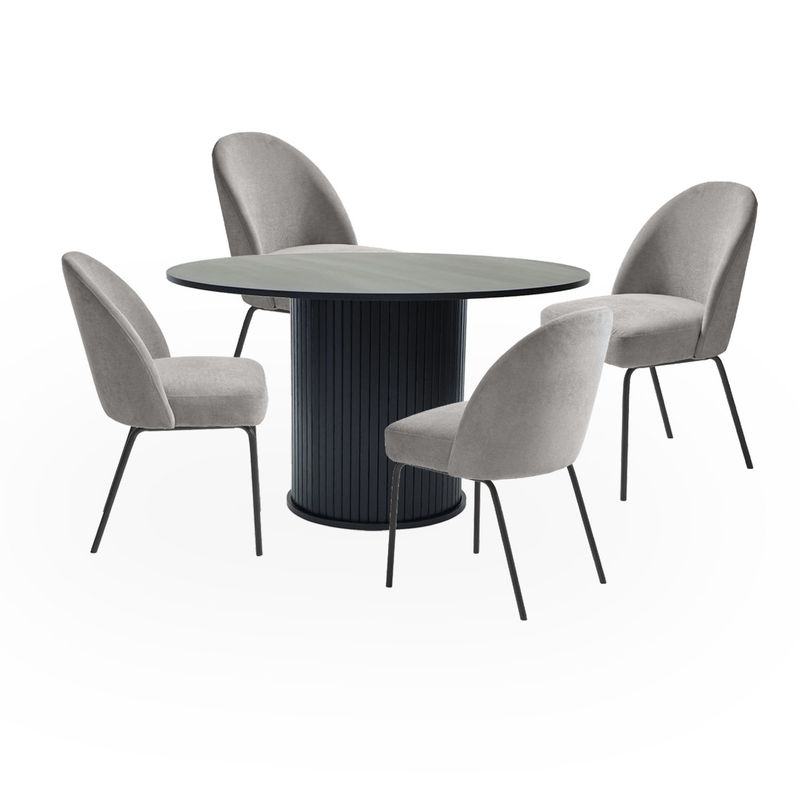 BASEMENT HOME - Juego de Comedor Nola Creston Negro 4 Sillas Gris