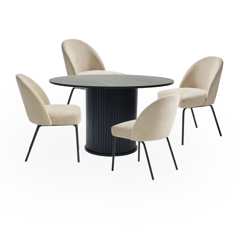 BASEMENT HOME - Juego de Comedor Nola Creston Negro 4 Sillas Beige