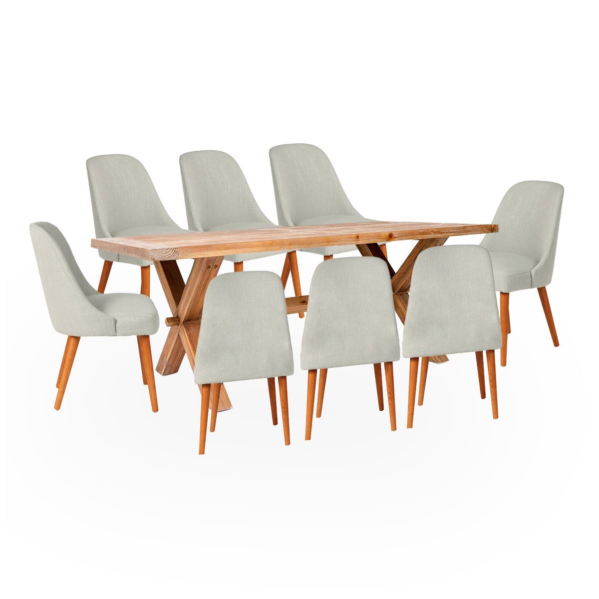 BASEMENT HOME - Juego de Comedor Carmen Kant 8 Sillas Gris