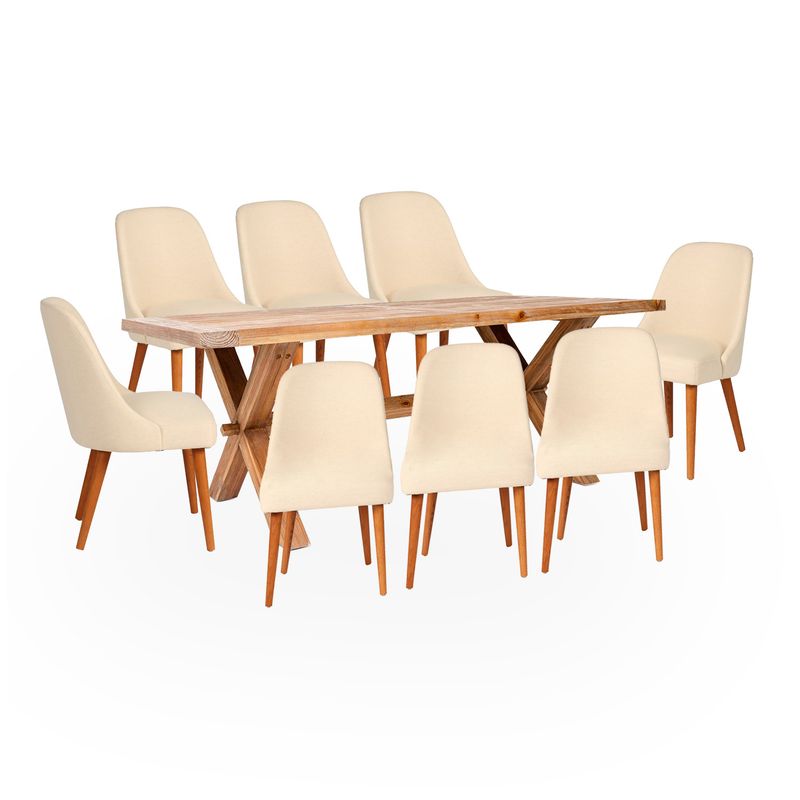 BASEMENT HOME - Juego de Comedor Carmen Kant 8 Sillas Beige