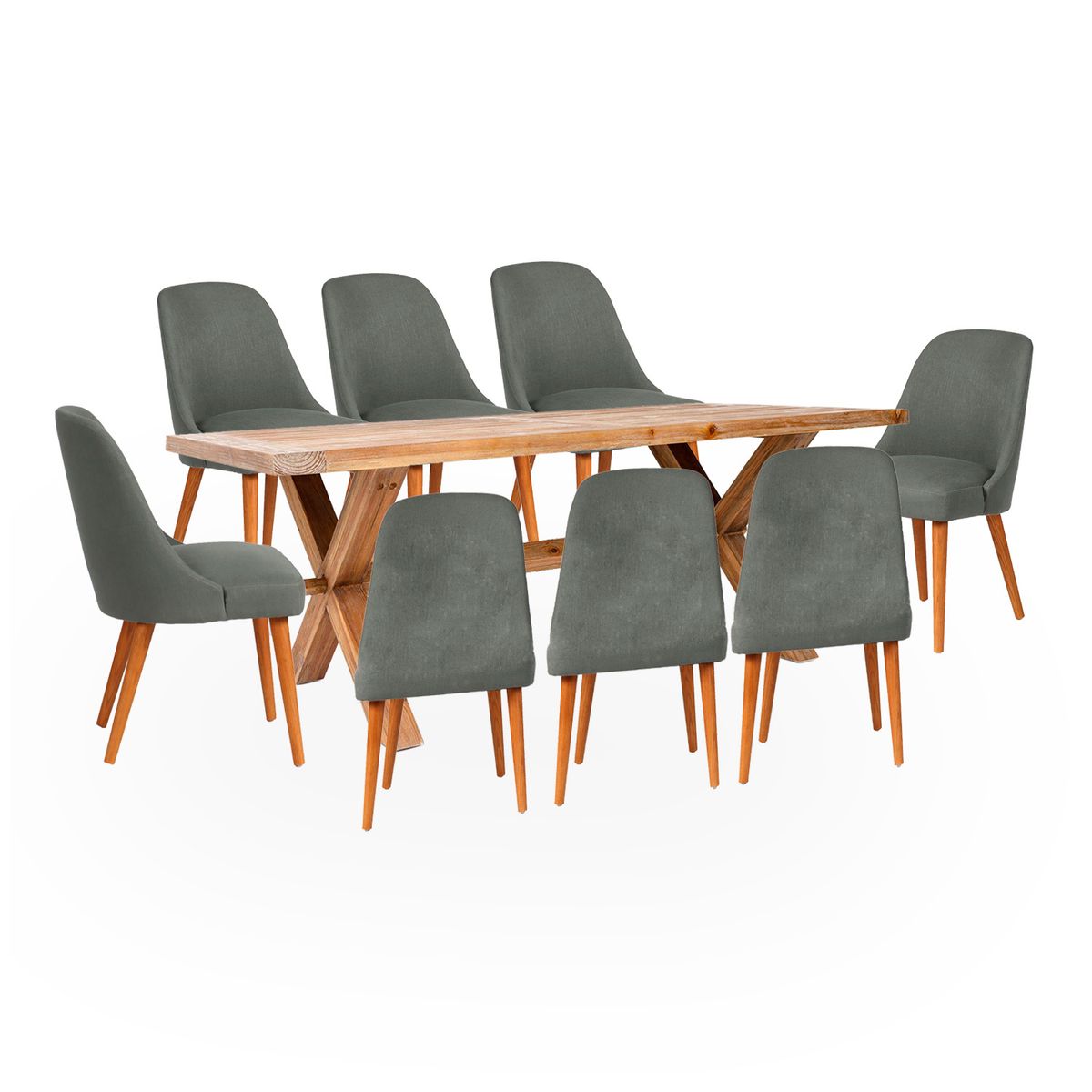 BASEMENT HOME - Juego de Comedor Carmen Kant 8 Sillas Gris Oscuro