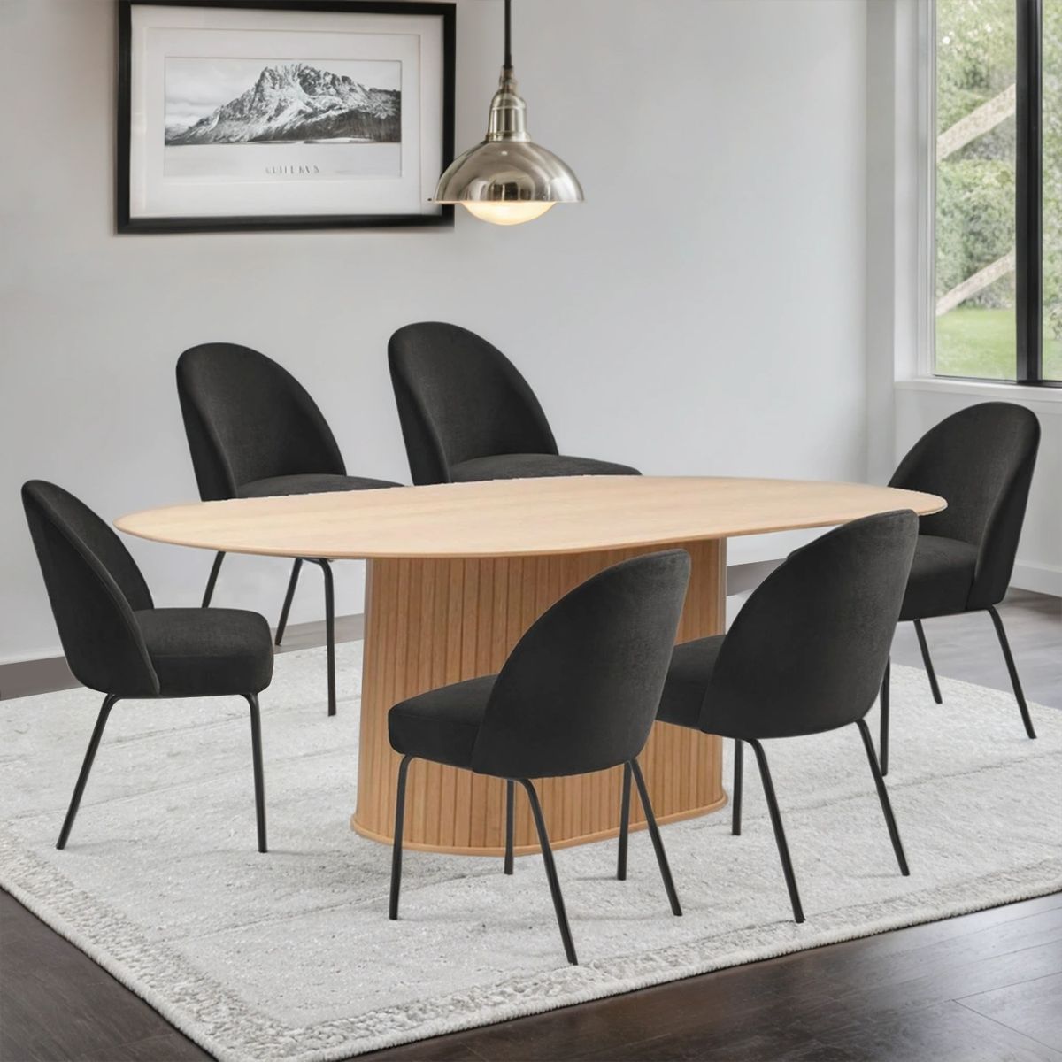 BASEMENT HOME - Juego de Comedor Nola Creston Natural 6 Sillas Negro