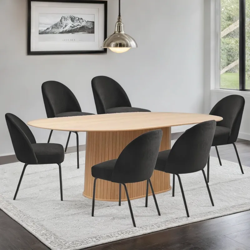 BASEMENT HOME - Juego de Comedor Nola Creston Natural 6 Sillas Negro