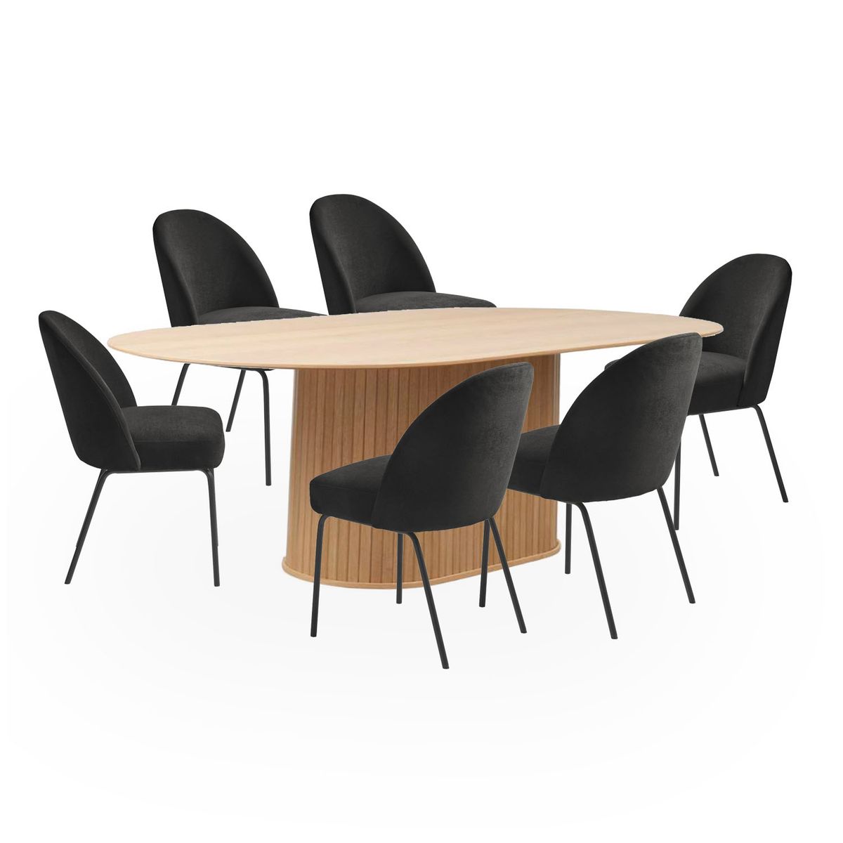 BASEMENT HOME - Juego de Comedor Nola Creston Natural 6 Sillas Negro