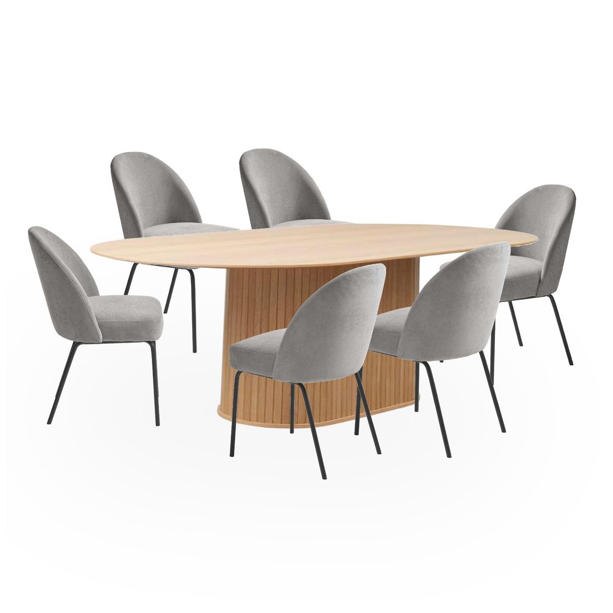 BASEMENT HOME - Juego de Comedor Nola Creston Natural 6 Sillas Gris