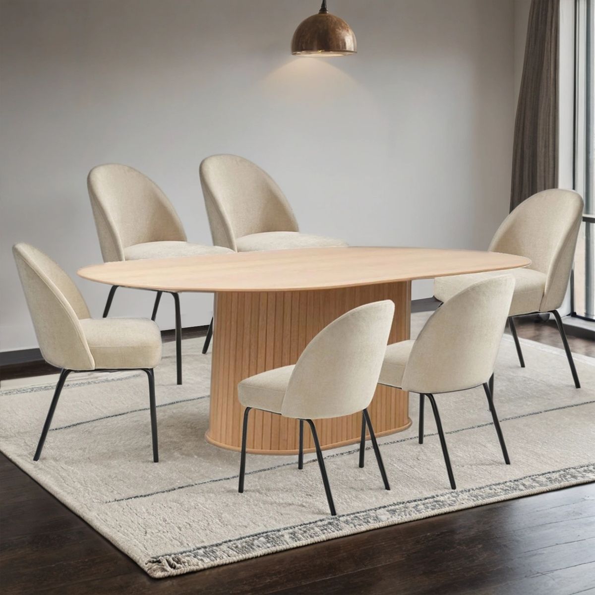 BASEMENT HOME - Juego de Comedor Nola Creston Natural 6 Sillas Beige