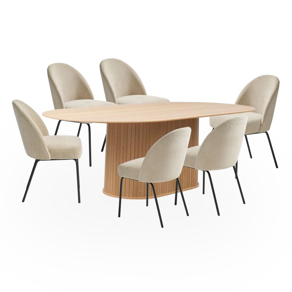 BASEMENT HOME - Juego de Comedor Nola Creston Natural 6 Sillas Beige