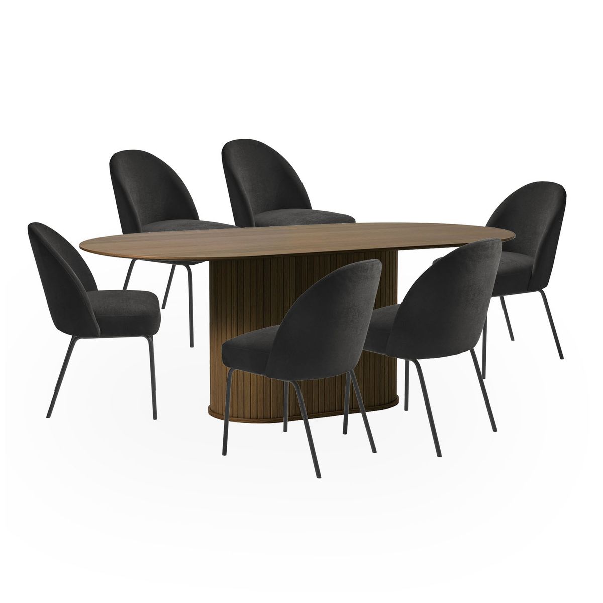 BASEMENT HOME - Juego de Comedor Nola Creston Nogal 6 Sillas Negro