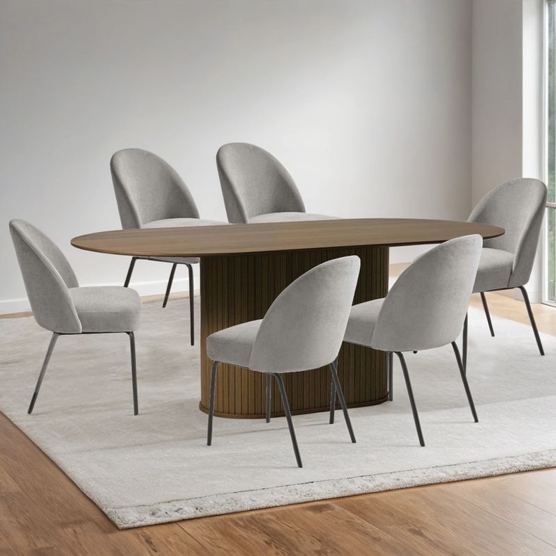 BASEMENT HOME - Juego de Comedor Nola Creston Nogal 6 Sillas Gris