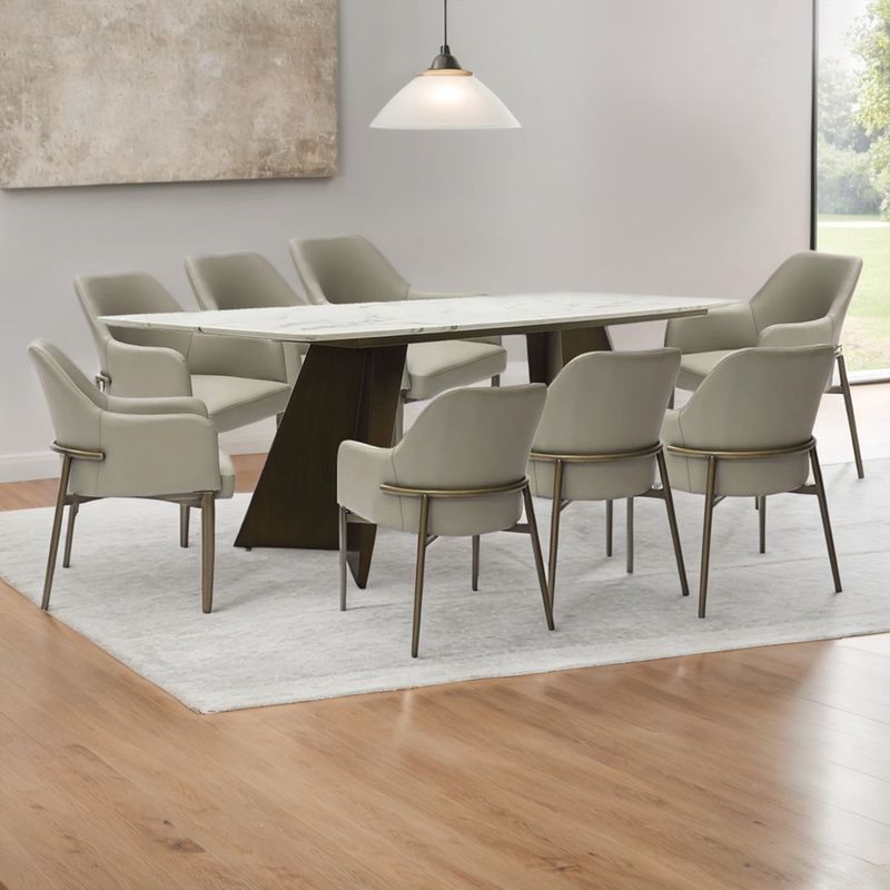 BASEMENT HOME - Juego de Comedor Milan 8 Sillas Blanco Gris
