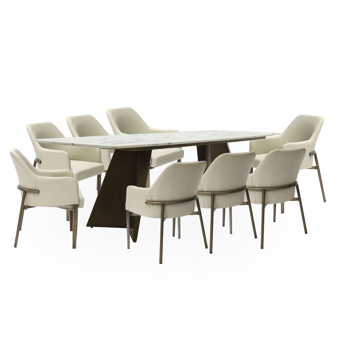 BASEMENT HOME - Juego de Comedor Milan 8 Sillas Blanco Beige