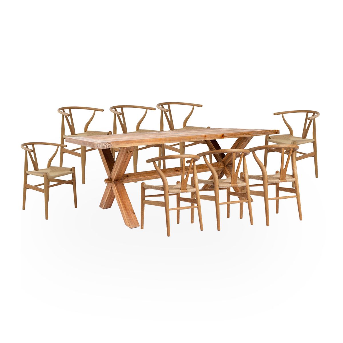 BASEMENT HOME - Juego de Comedor Carmen Kolding 8 Sillas Natural