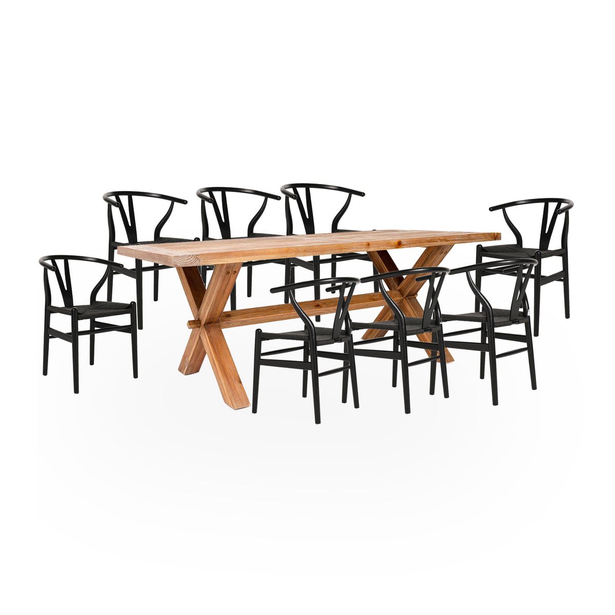 BASEMENT HOME - Juego de Comedor Carmen Kolding 8 Sillas Negro