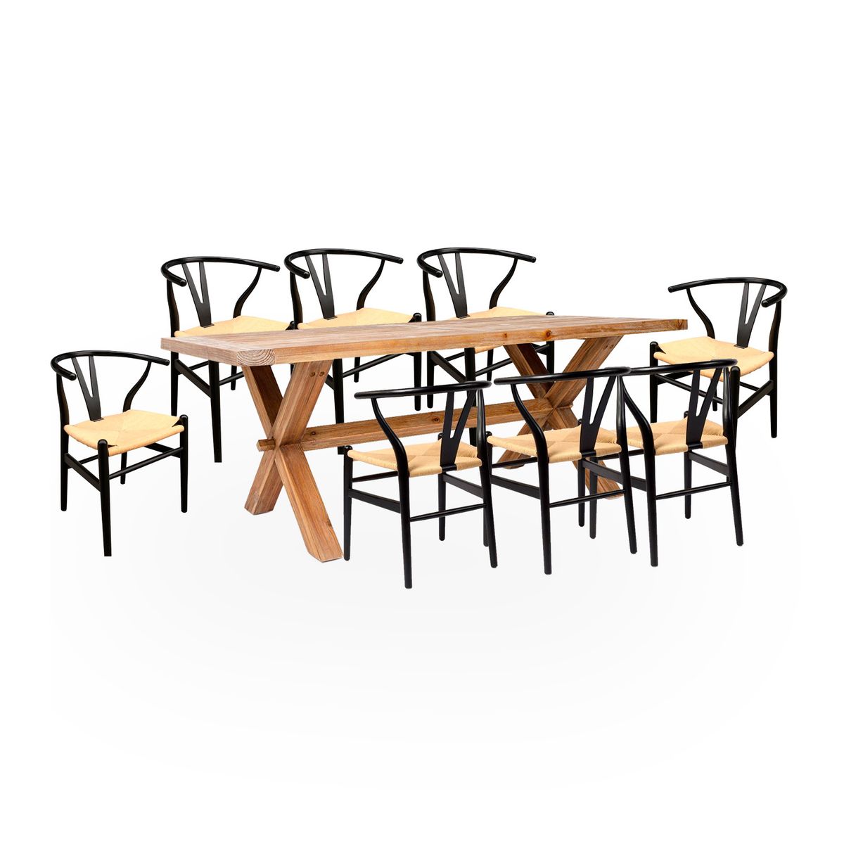 BASEMENT HOME - Juego de Comedor Carmen Kolding 8 Sillas Negro Natural