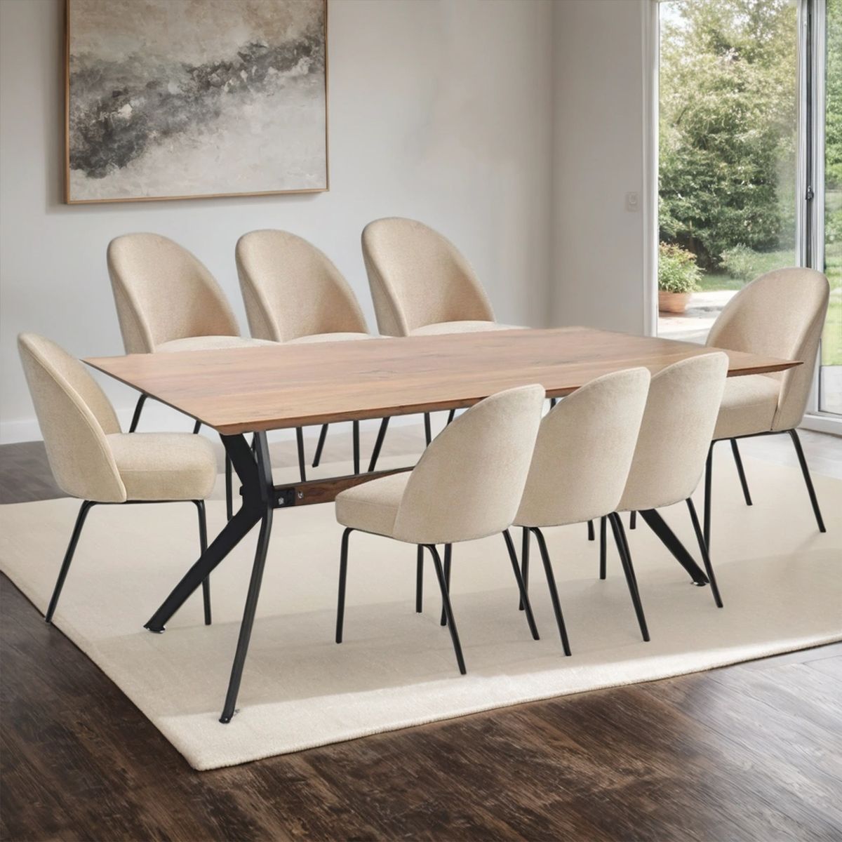 BASEMENT HOME - Juego de Comedor Carra Creston 8 Sillas Beige