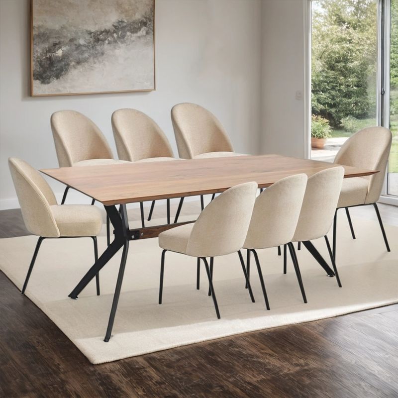 BASEMENT HOME - Juego de Comedor Carra Creston 8 Sillas Beige