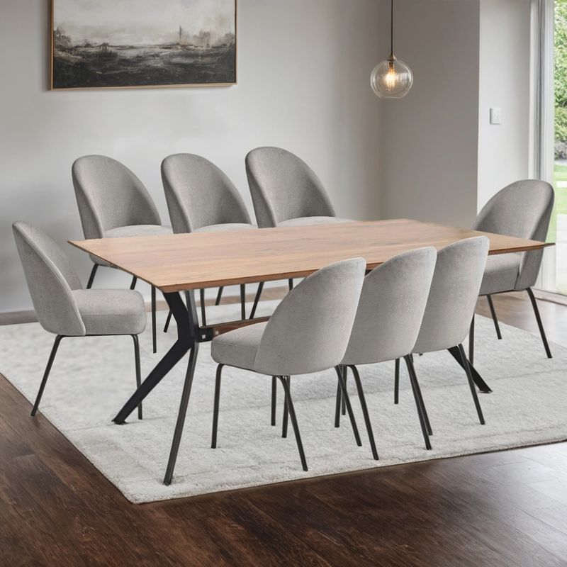 BASEMENT HOME - Juego de Comedor Carra Creston 8 Sillas Gris