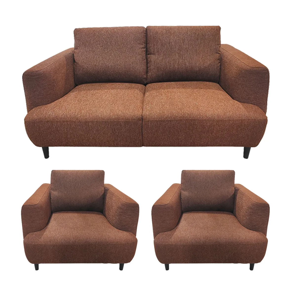 MICA - Juego de Sala Stuart 2-1-1 Cuerpos Chocolate