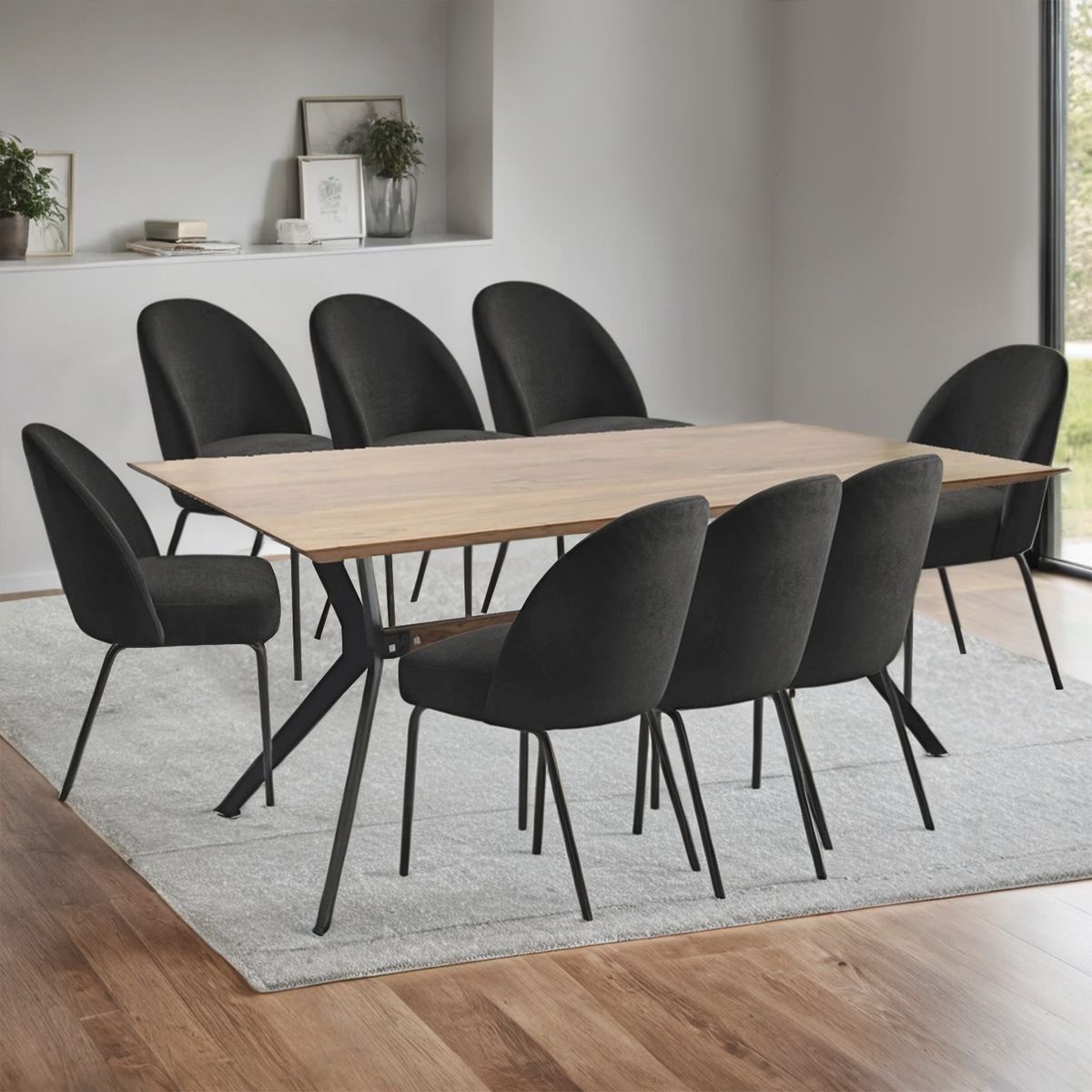 BASEMENT HOME - Juego de Comedor Carra Creston 8 Sillas Negro