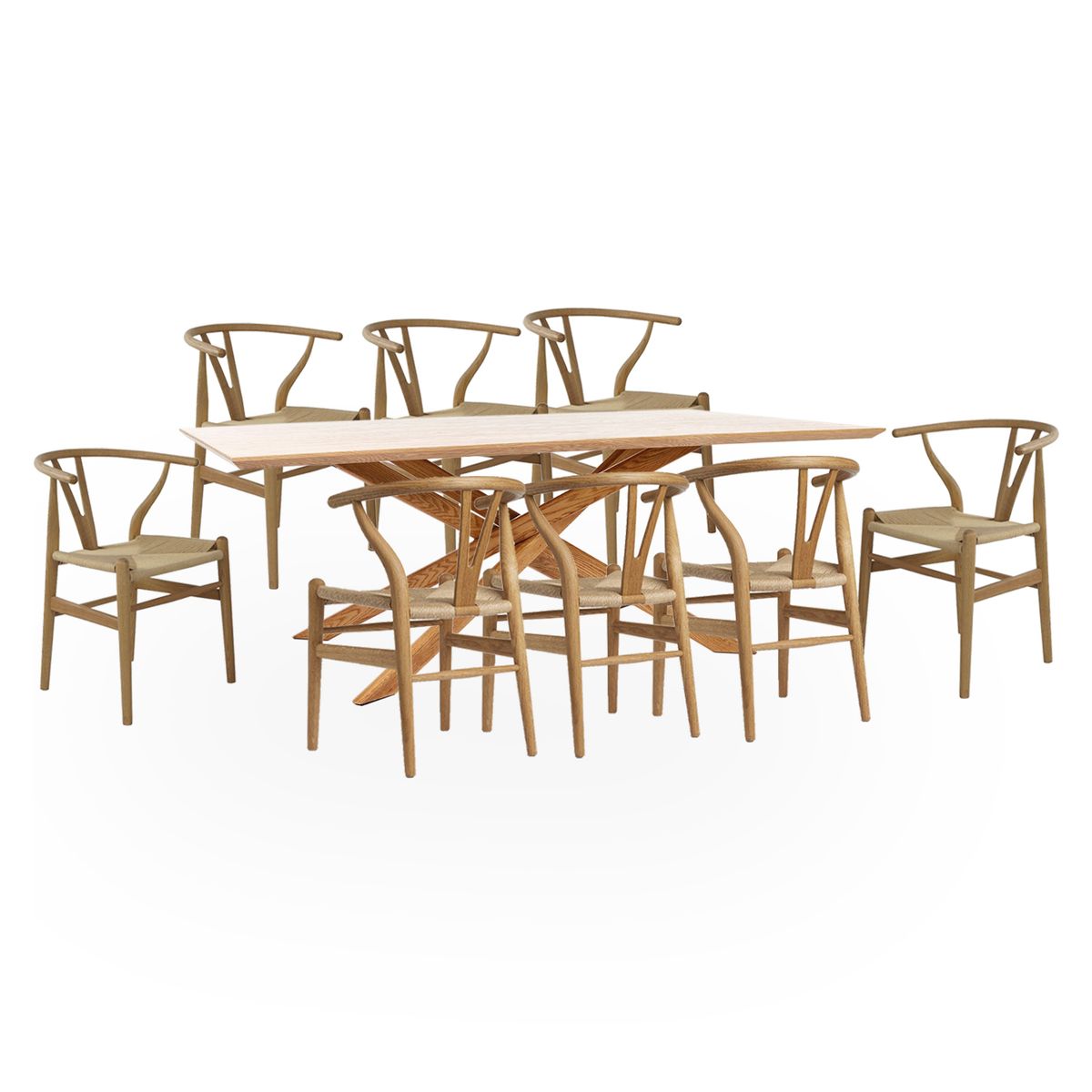 BASEMENT HOME - Juego de Comedor Gregorio Kolding 8 Sillas Natural