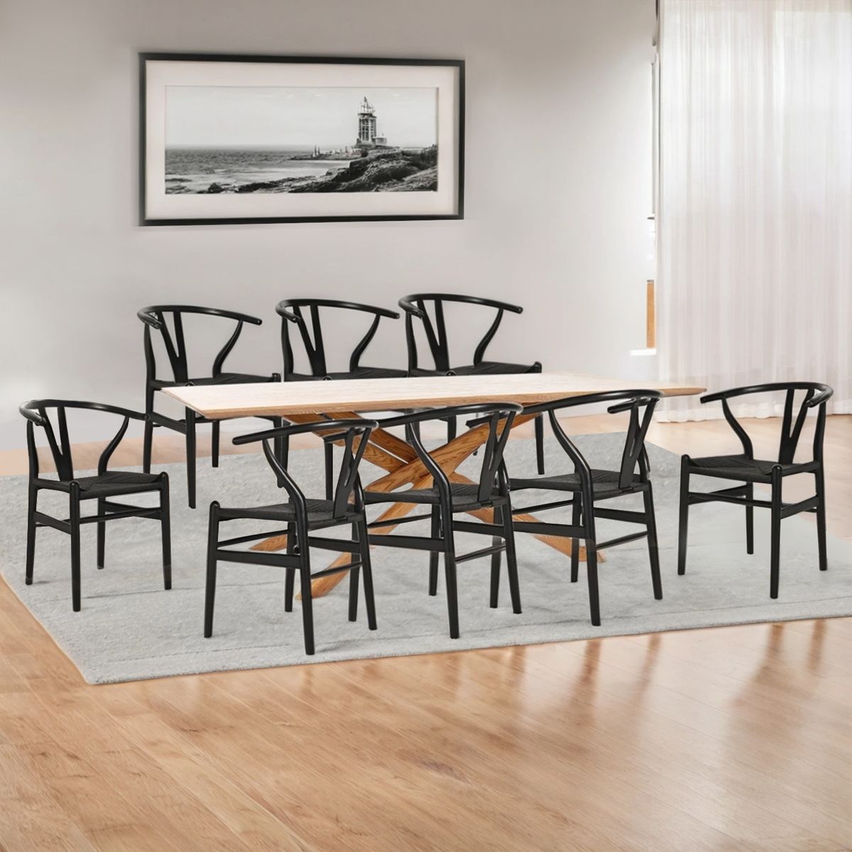 BASEMENT HOME - Juego de Comedor Gregorio Kolding 8 Sillas Negro