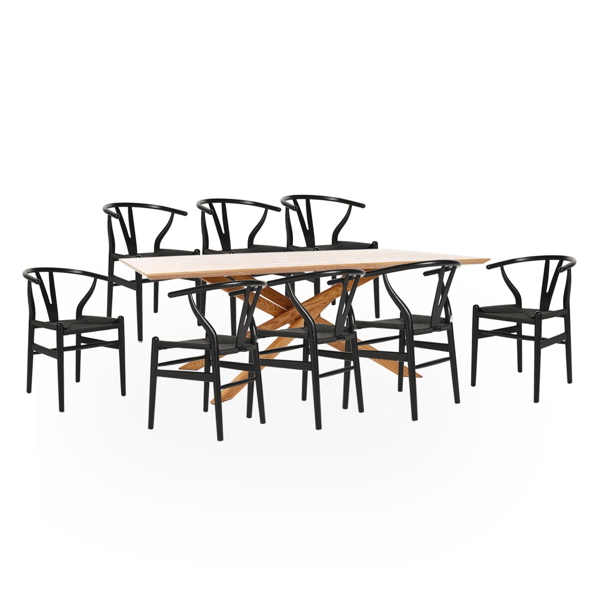 BASEMENT HOME - Juego de Comedor Gregorio Kolding 8 Sillas Negro