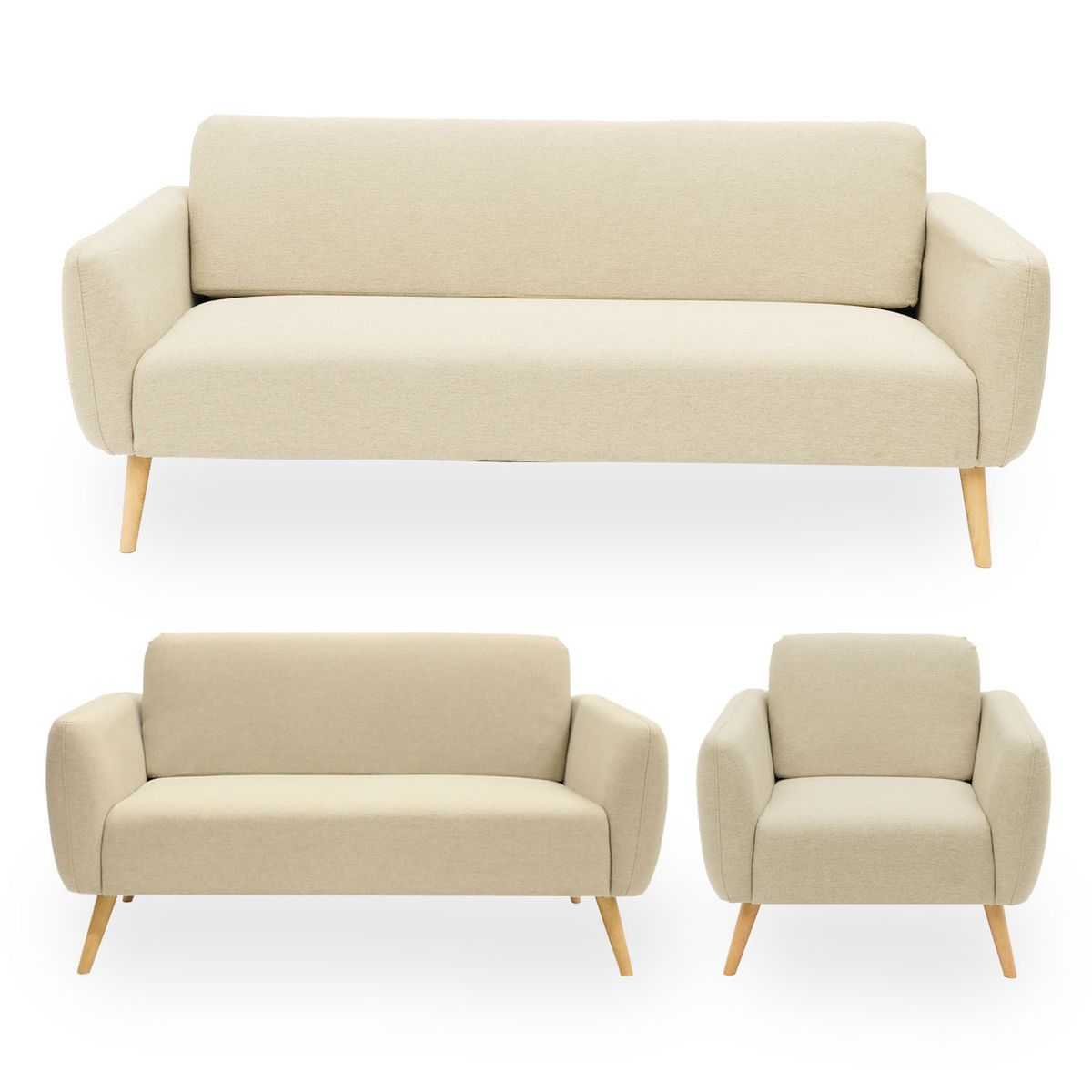 AMBIENTA - Juego de Sala Eva 3-2-1 Cuerpos Beige