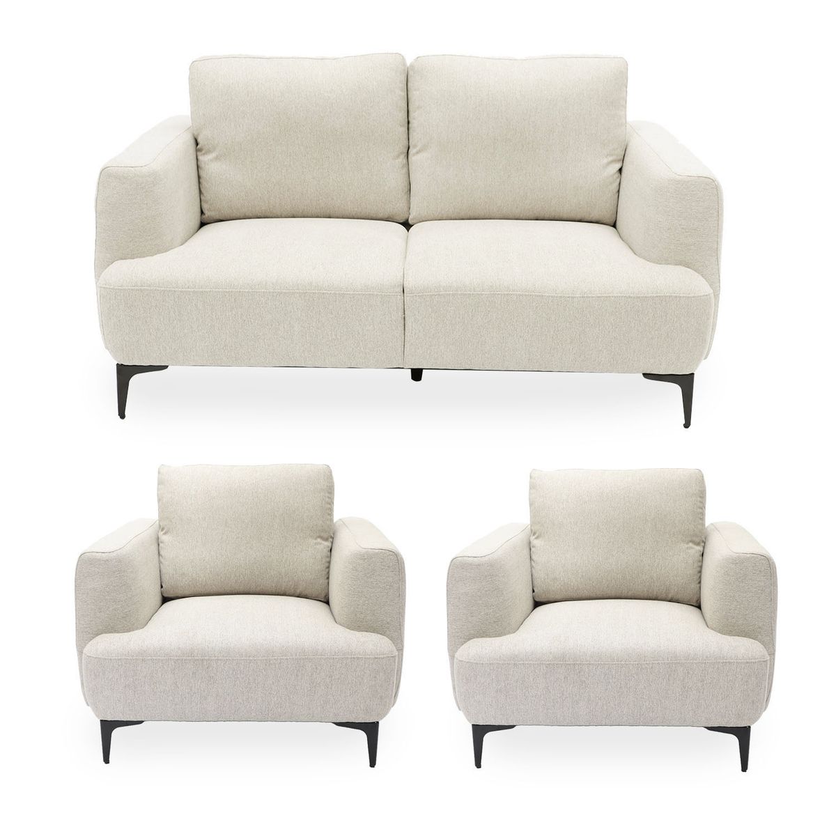 MICA - Juego de Sala Stuart 2-1-1 Cuerpos Beige