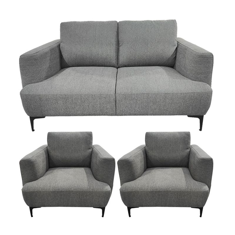 MICA - Juego de Sala Stuart 2-1-1 Cuerpos Gris