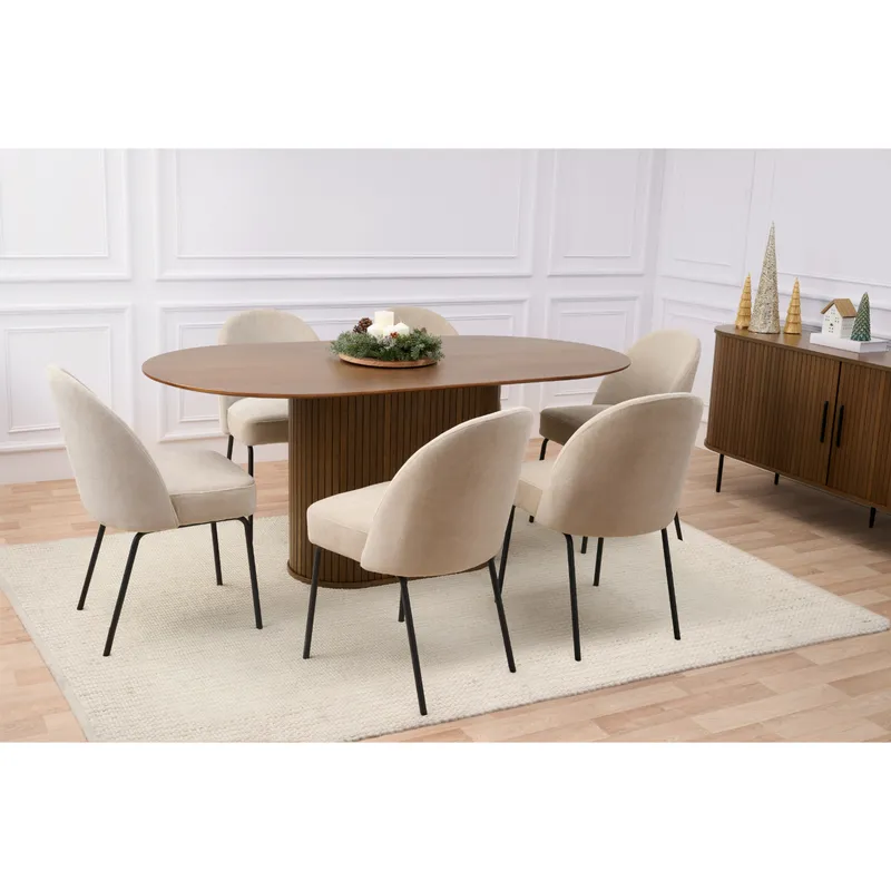 BASEMENT HOME - Juego de Comedor Nola Creston Nogal 6 Sillas Beige