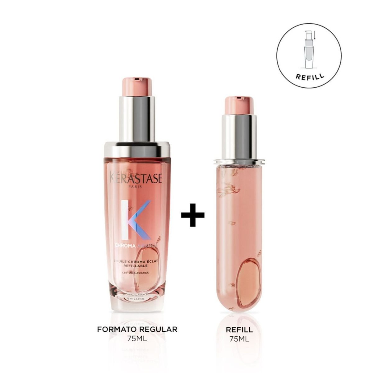 KERASTASE - Aceite Chroma Color Kerastase 75 Ml + Refill Para Cuidado Del Cabello Con Color